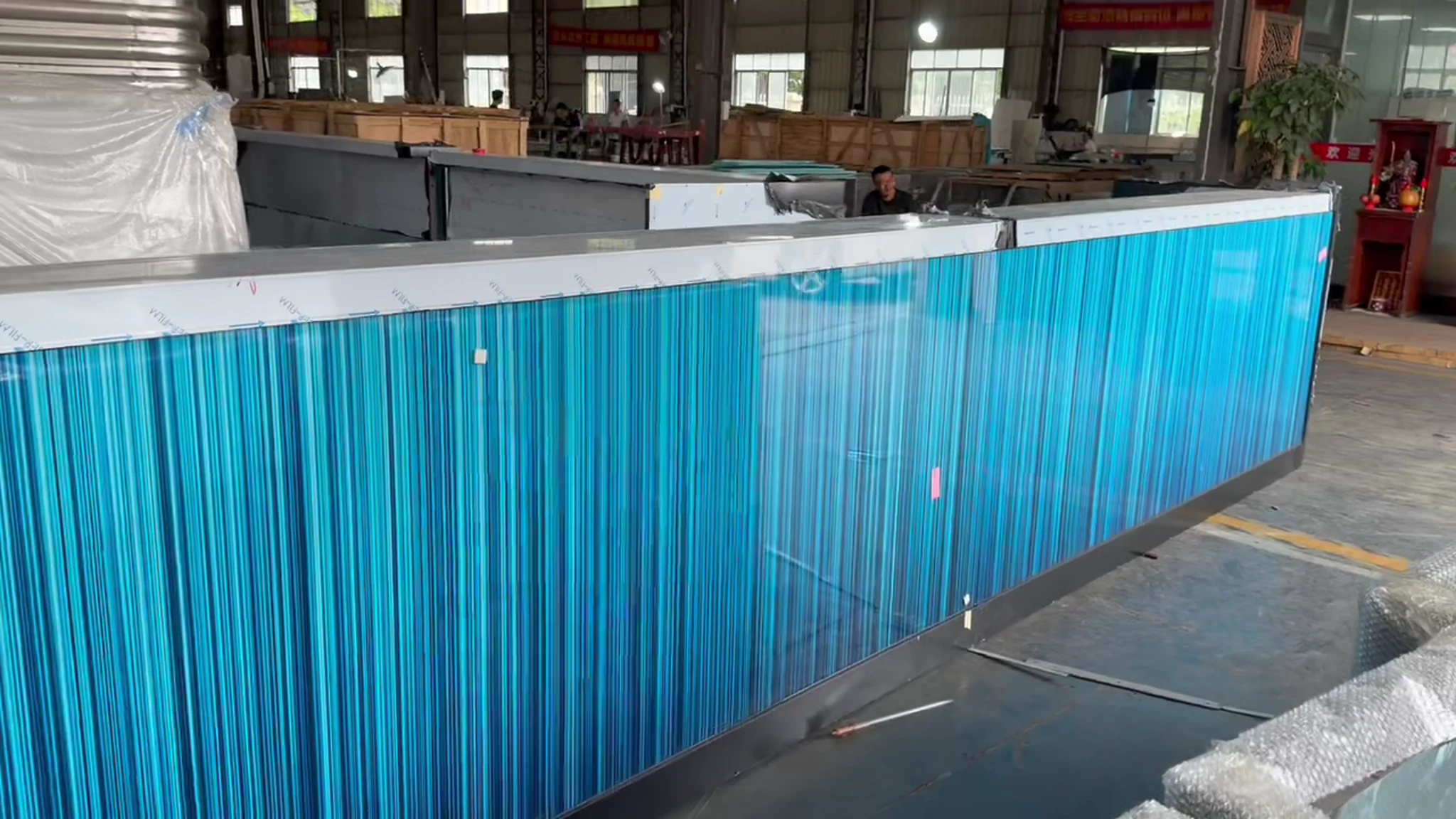 Custom stainless steel restaurant bar during fabrication