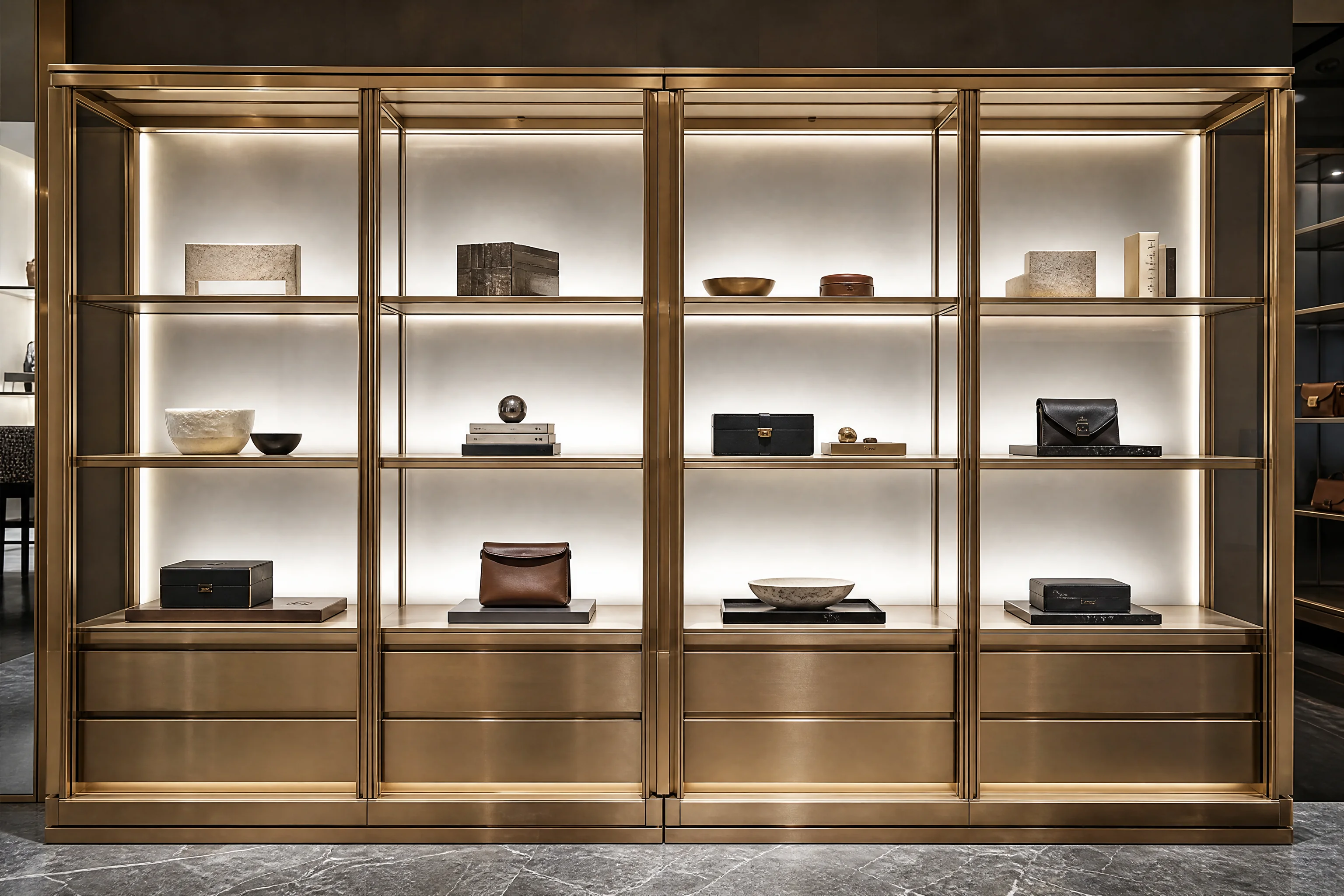 Custom stainless steel display cabinet